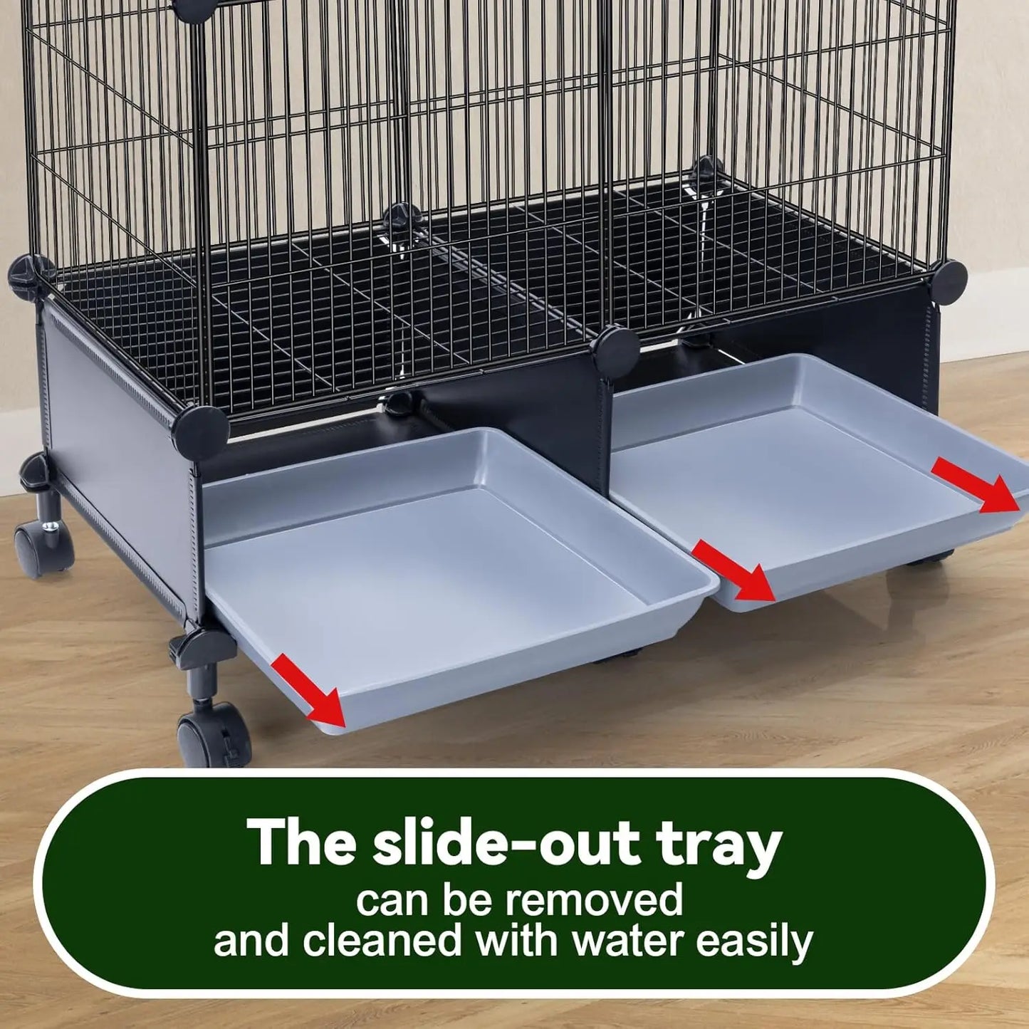 46-Inch Spacious Bird Cage with Wooden Perches, Slide-Out Tray, Water Bottle & Feeder for Parrots and Small Birds