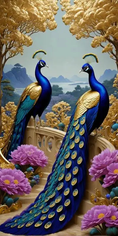 Colorful Peacocks Large Size Diy Diamond Painting Kits New Animal Big Birds Full Drill Mosaic Embroidery Pictures 100x200cm
