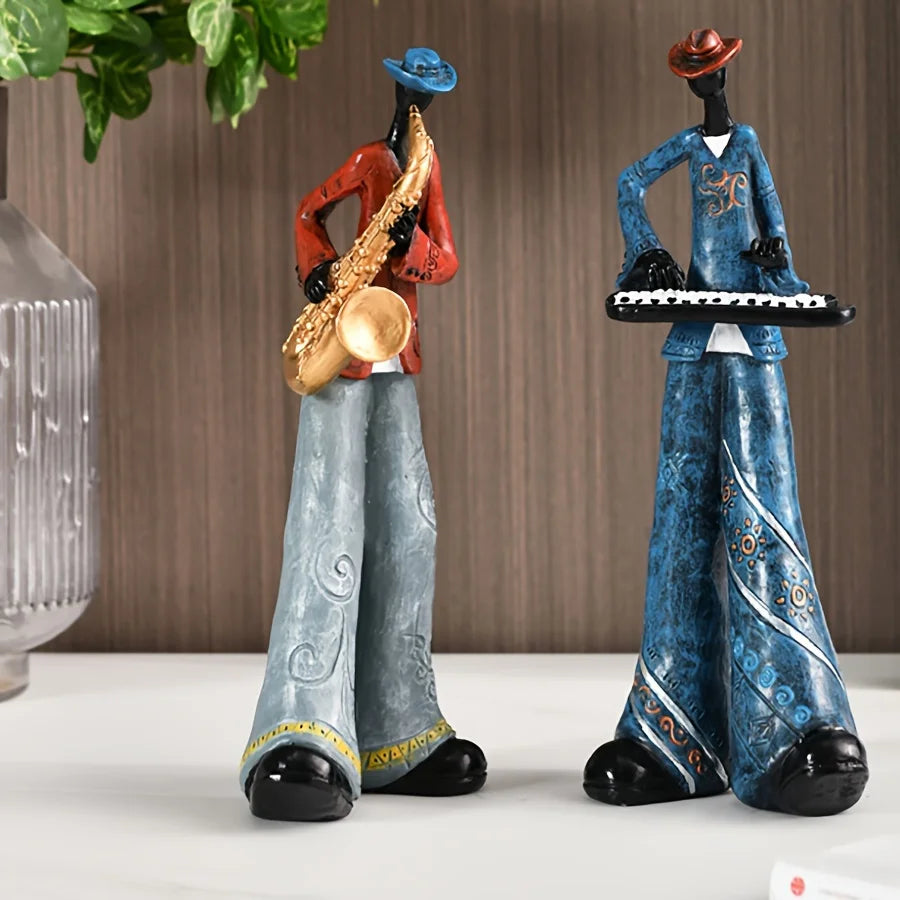 Creative American Nordic Vintage Band Musical Instrument Resin Statue Model Living Room Porch Study Bookshelf TV Cabinet Display