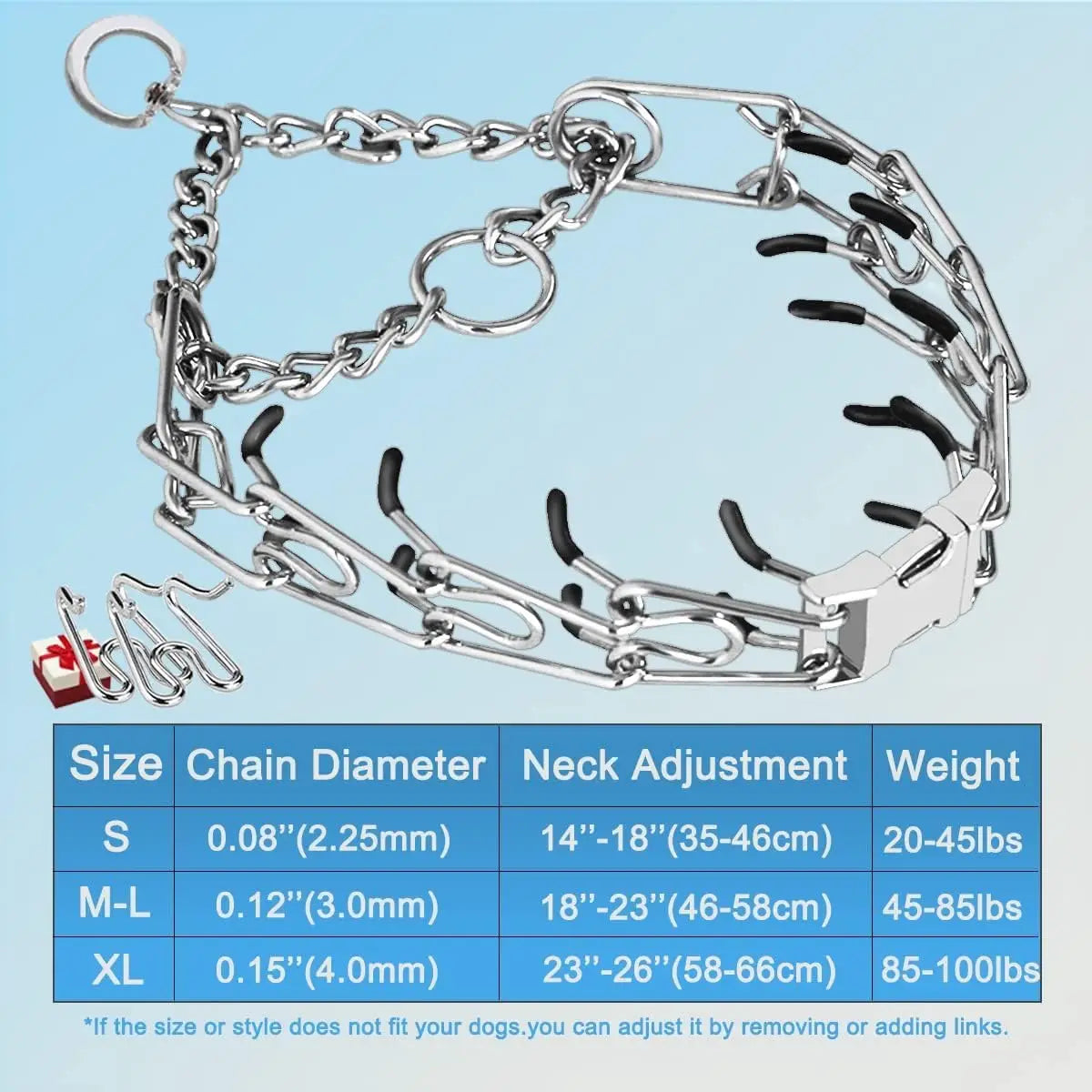Prong Collar for Dogs, Dog Training Collar, Adjustable Size Dog Pinch No Pull Collar with Quick Release Buckle for Small Medium