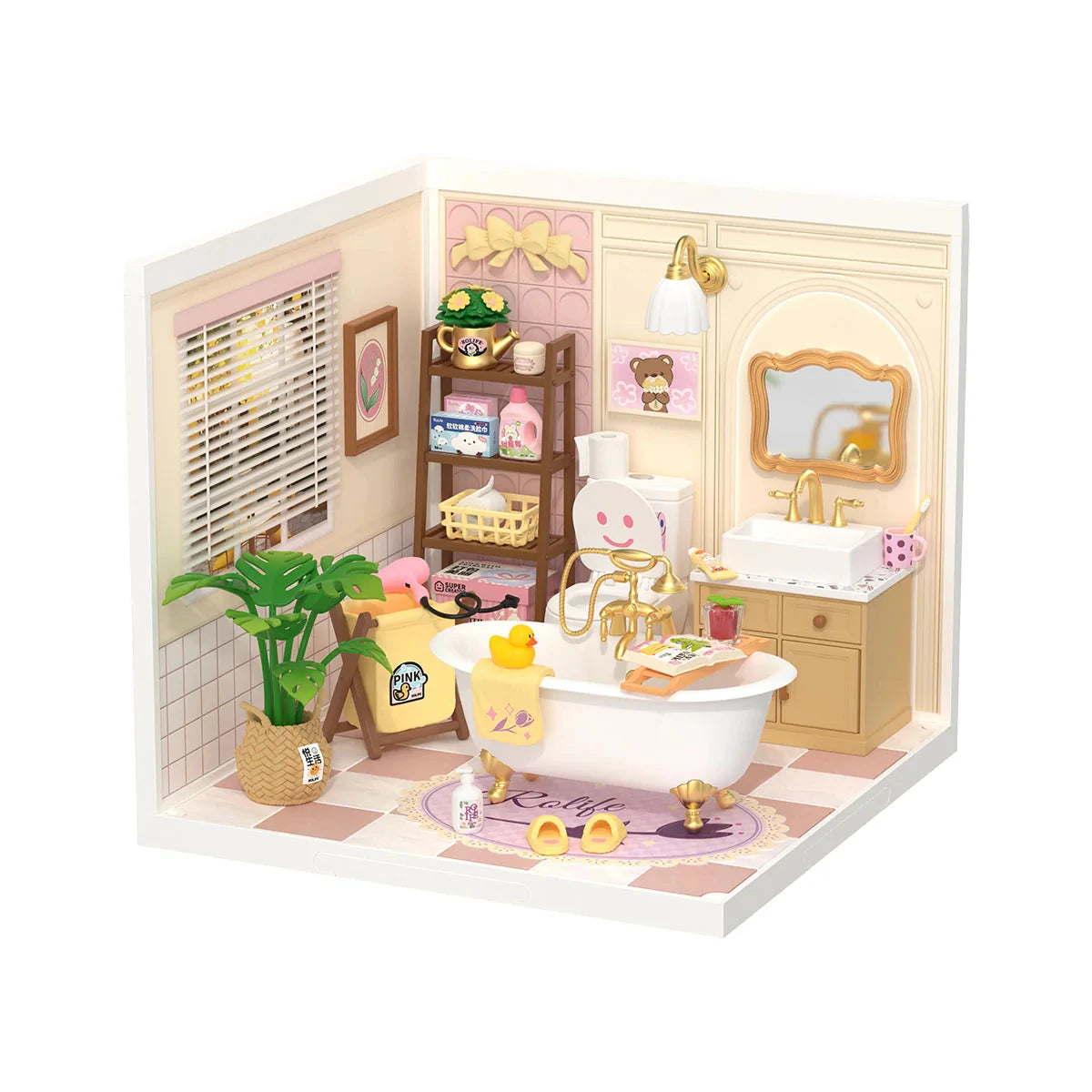 ROBOTIME Rolife Super Creator Model Pop Bubble Bathroom Dollhouse Building Kit Birthday Creative Home Decor Gift for Girls Women