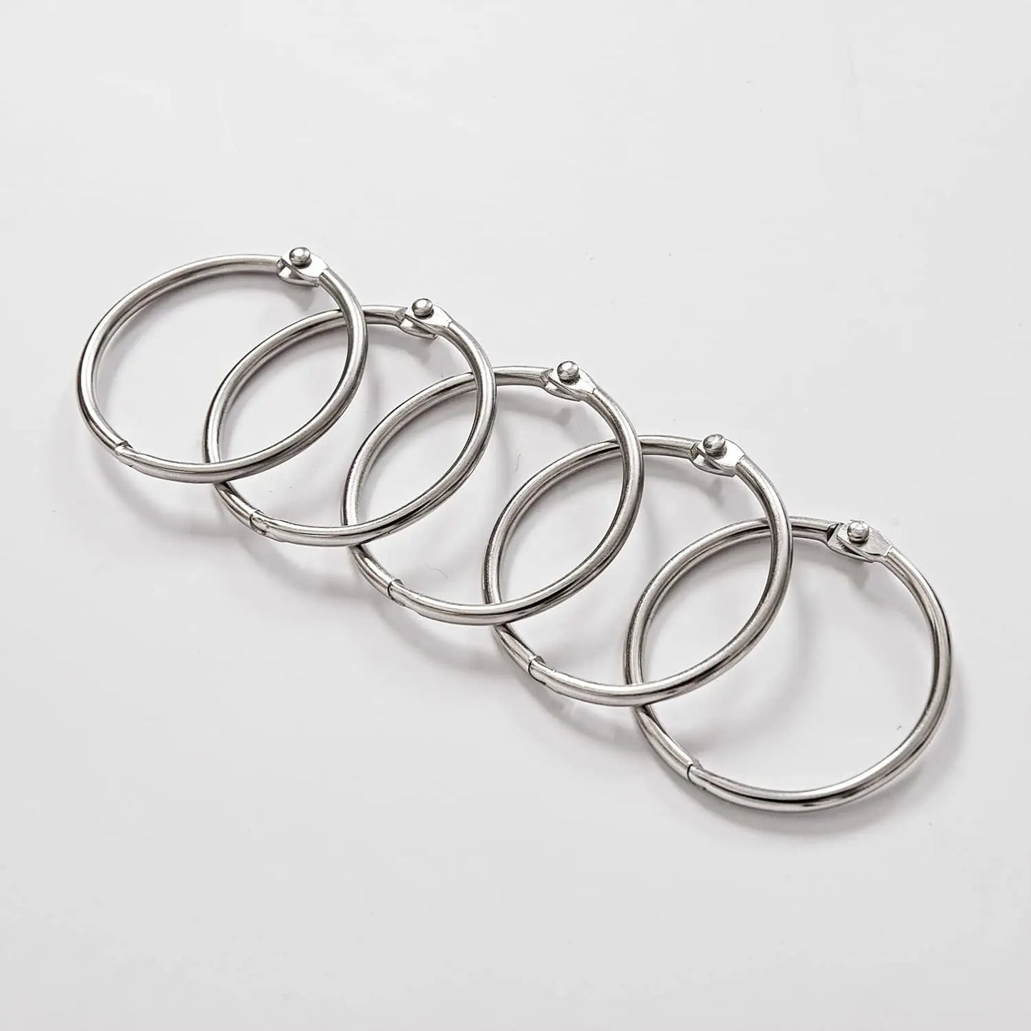 24 Pack Shower Curtain Rings,Rust Proof Shower Curtain Hooks for Bathroom,Loose Leaf Binder Rings Keychain Key Rings, Meta
