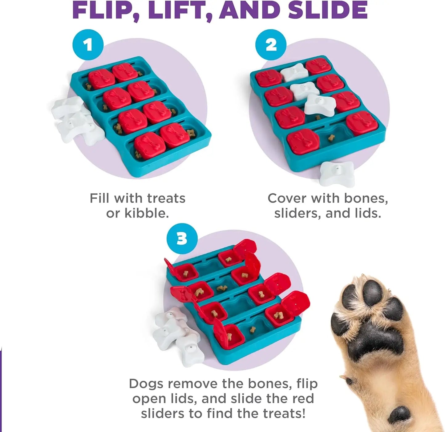 Nina Ottosson Dog Brick Interactive Treat Puzzle Toy for Mental Stimulation and Skill Development