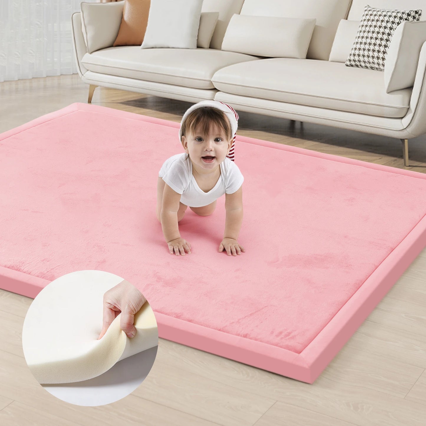 Huloo Sleep Memory Foam Playpen Mat Non Slip Carpet