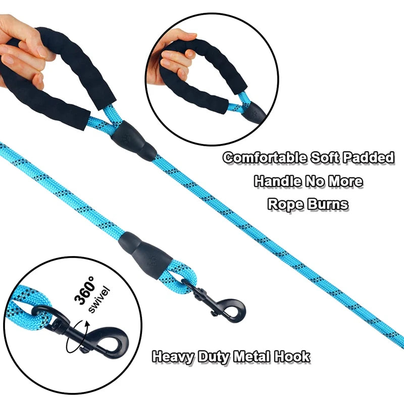 Pet Foam Handle Reflective Leash Nylon Traction Rope Non-Slip Pet Adjustable Leash for Large, Medium, and Small Dogs Outdoor Pet Supplies dog collar cat collar decorative dog collar harness