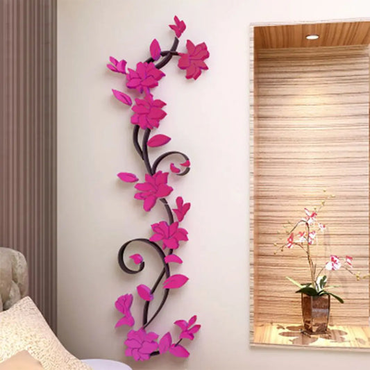 3D Wall Sticker Removable Vase Flower Tree Decal Bedroom Decor