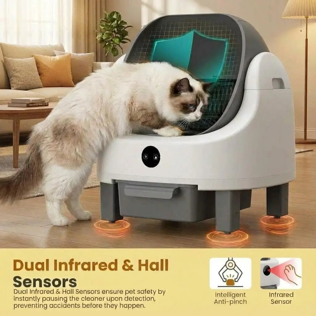 HiMISS Automatic Self Cleaning Open Litter Box With App Control