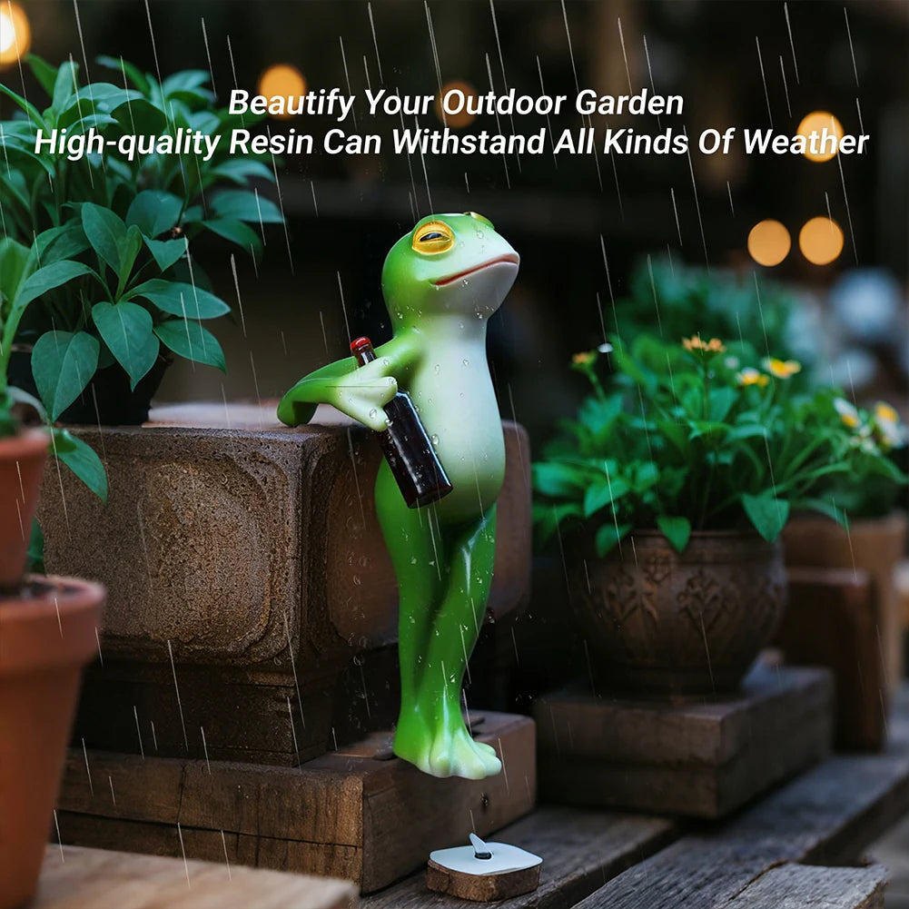 Funny Drinking Frog Statue Flower Pot Hugger Resin Hanging Frog Figurine Planter Hugger Plant Decorations for Pots