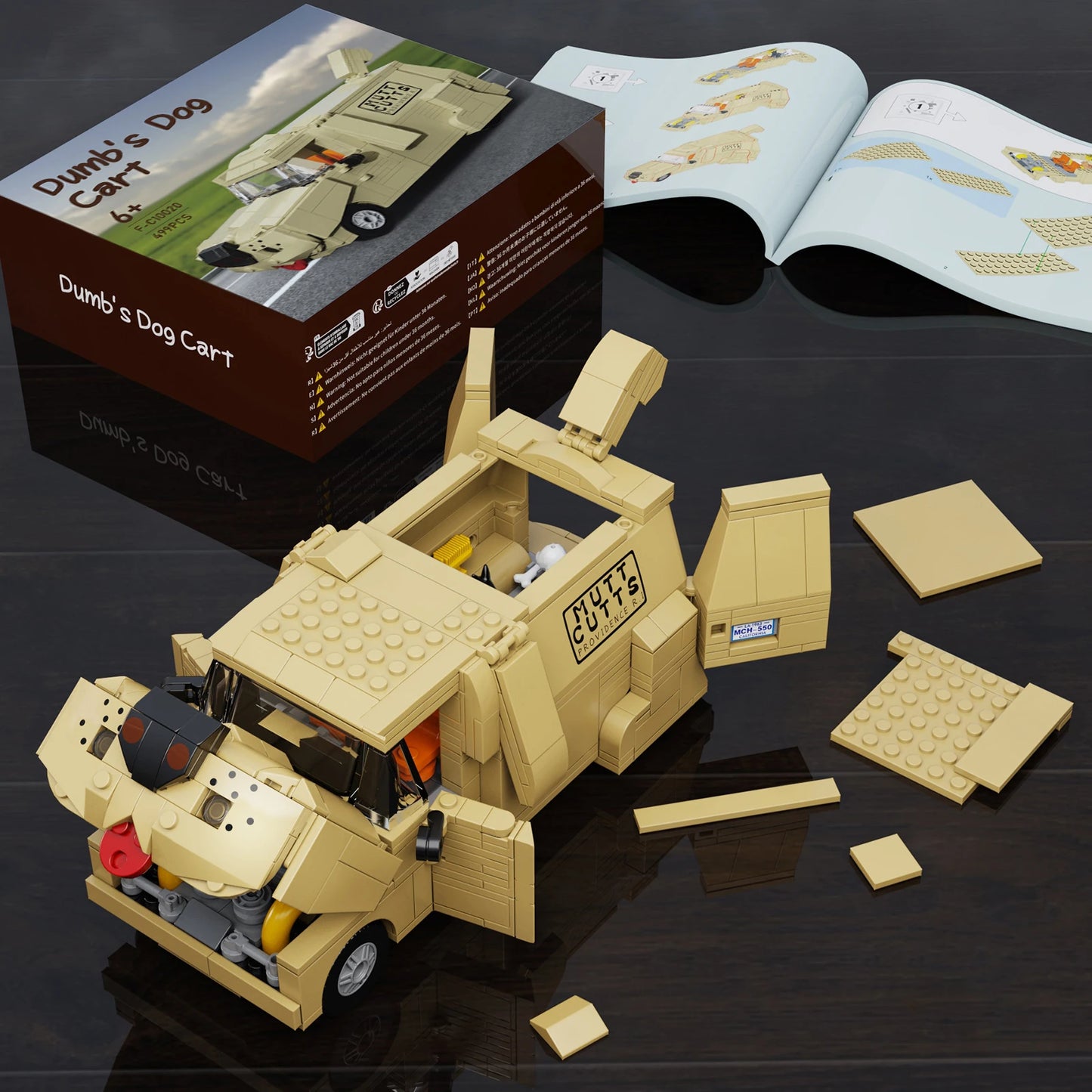 Funny Dog Van DIY Car Building Blocks Set Animal Vehicle Model Living Room Shelf Home Decoration Office Desk Decor Gifts for Fans