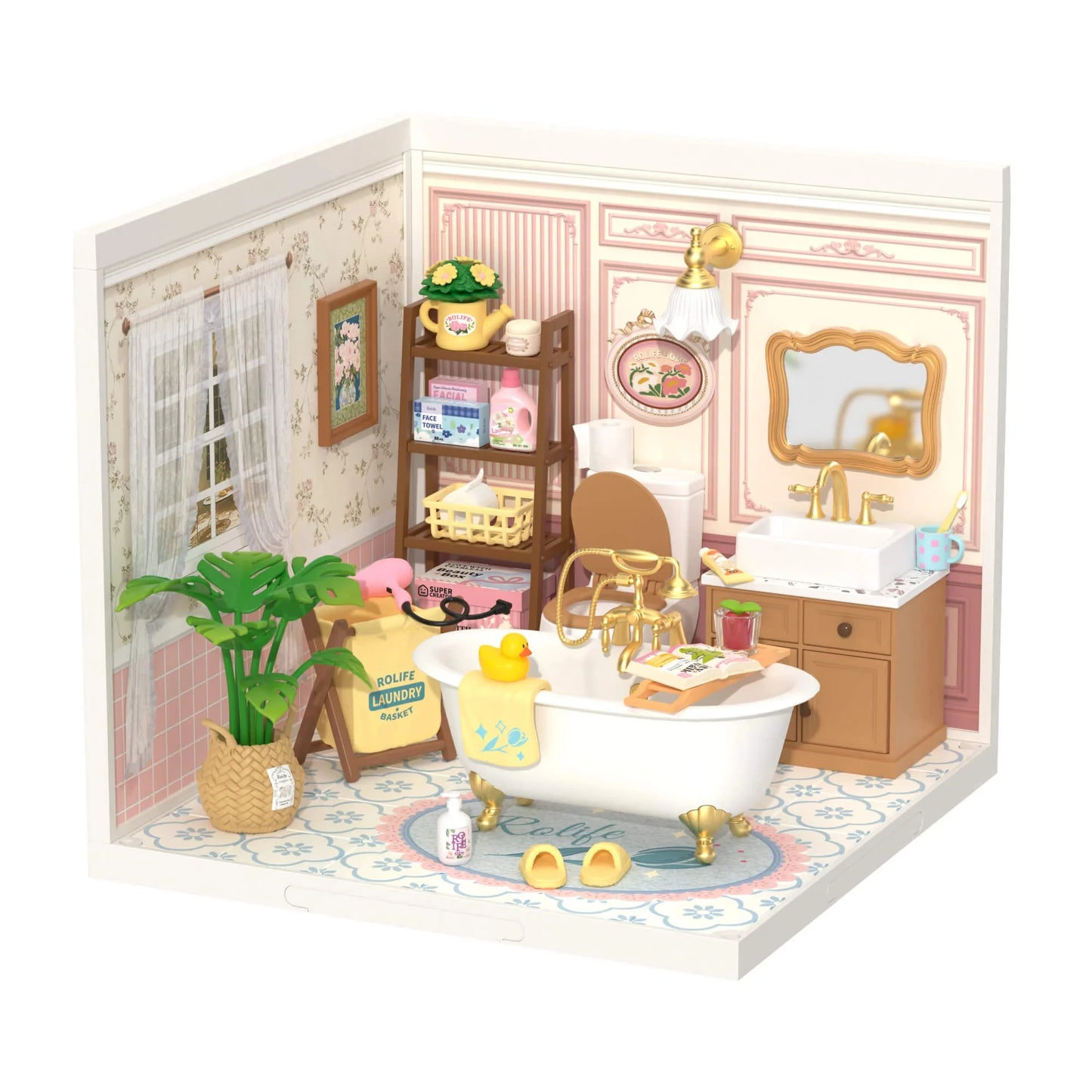 ROBOTIME Rolife Super Creator Model Pop Bubble Bathroom Dollhouse Building Kit Birthday Creative Home Decor Gift for Girls Women