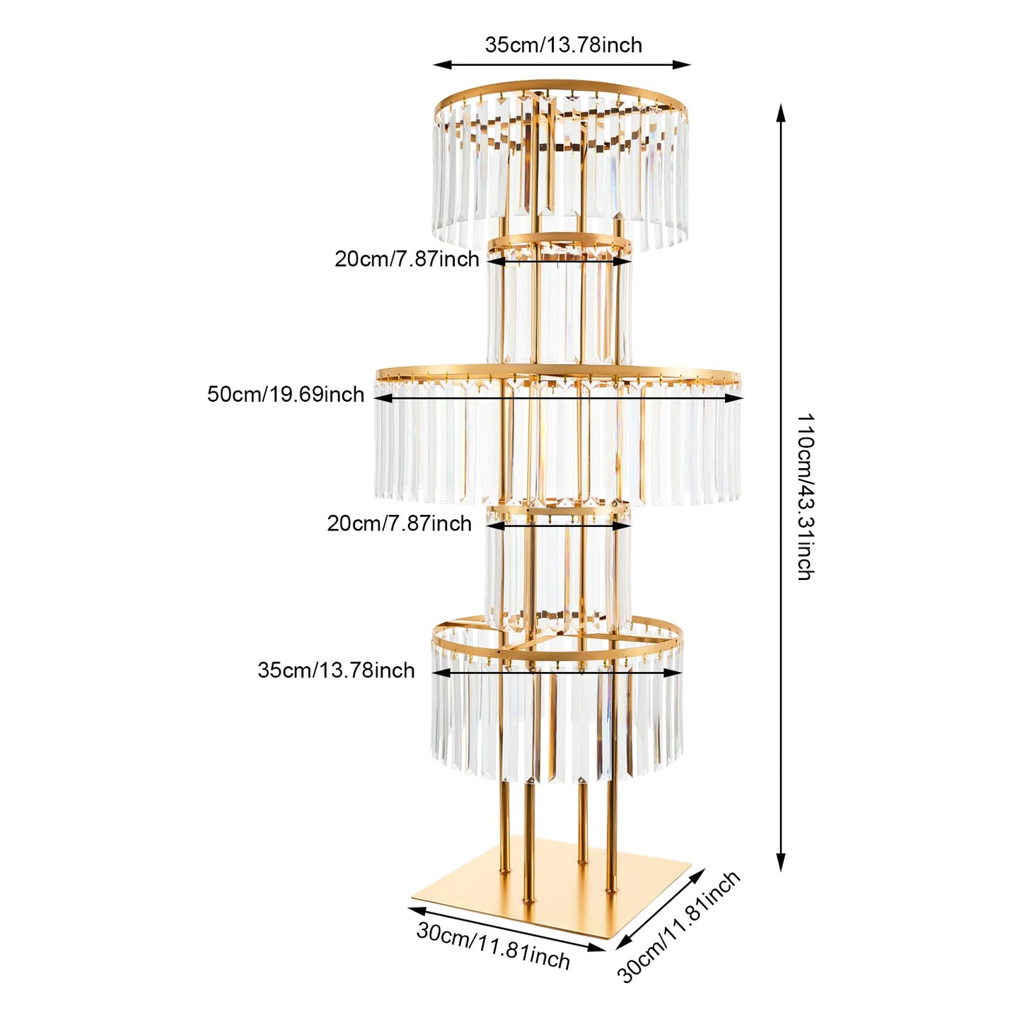 5 Tiers Round Flower Stand 43.3in Height Wedding Centerpieces Flower Stand for Coffee Shop, Hotel, Aisle Road Guide, Golden