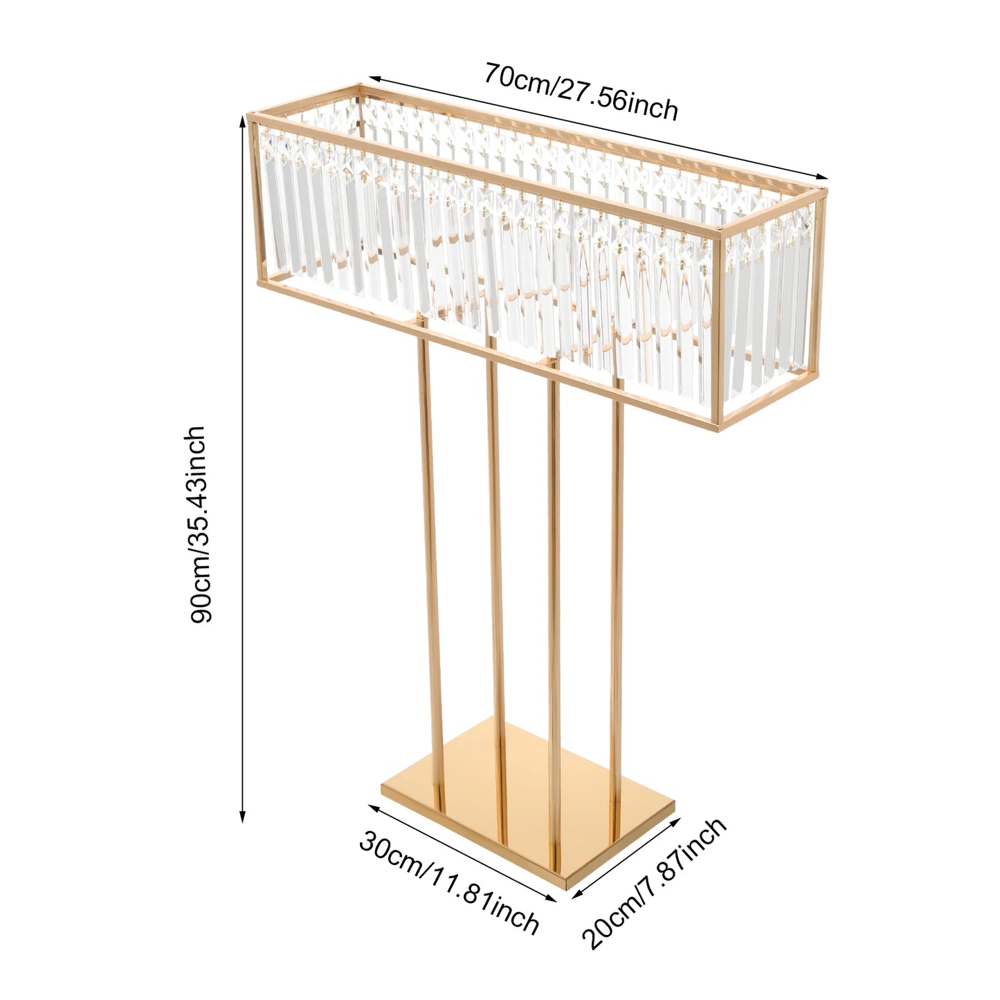 （Sold Out) 2pcs Tall Golden DIY Iron Frame Crystal Flower Stand for Wedding Centerpiece Luxury Event Sturdy Base Anti-tip Crystal Flower Display Rack Floor Tabletop Flower Holder Banquet Birthday Party Valentine's Day Flora