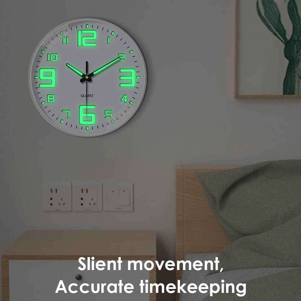 8-inch Night Light Wall Clock Battery Operated Glow in The Dark Clocks Silent Light Up Wall Clocks for Living Room Bedroom Decor