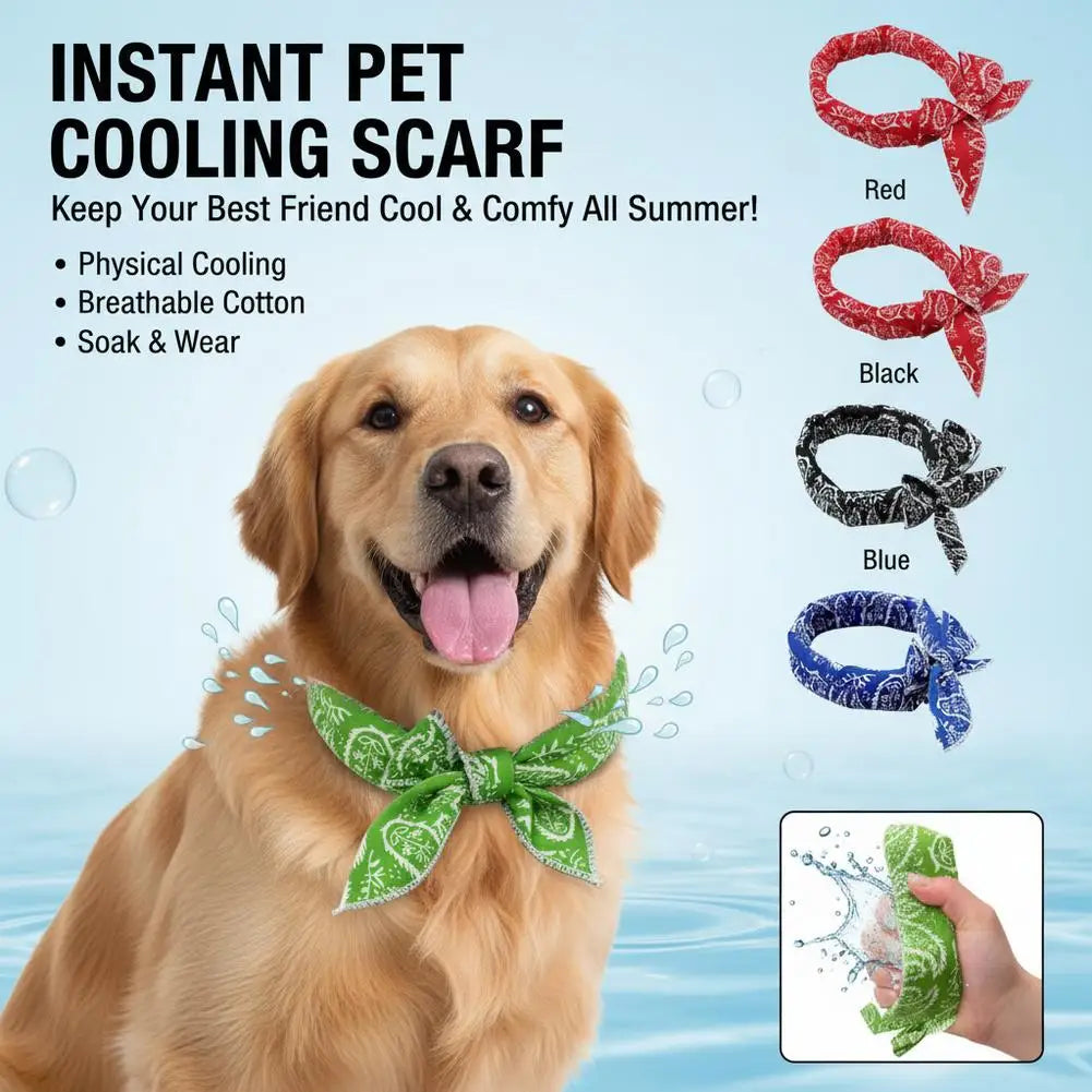 Pet Cooling Ice Scarf Cool Ice Breathable Towel Heatstroke Dogs Cats Ice Collar Cat Adjustable Collar Bib Pet Supplies