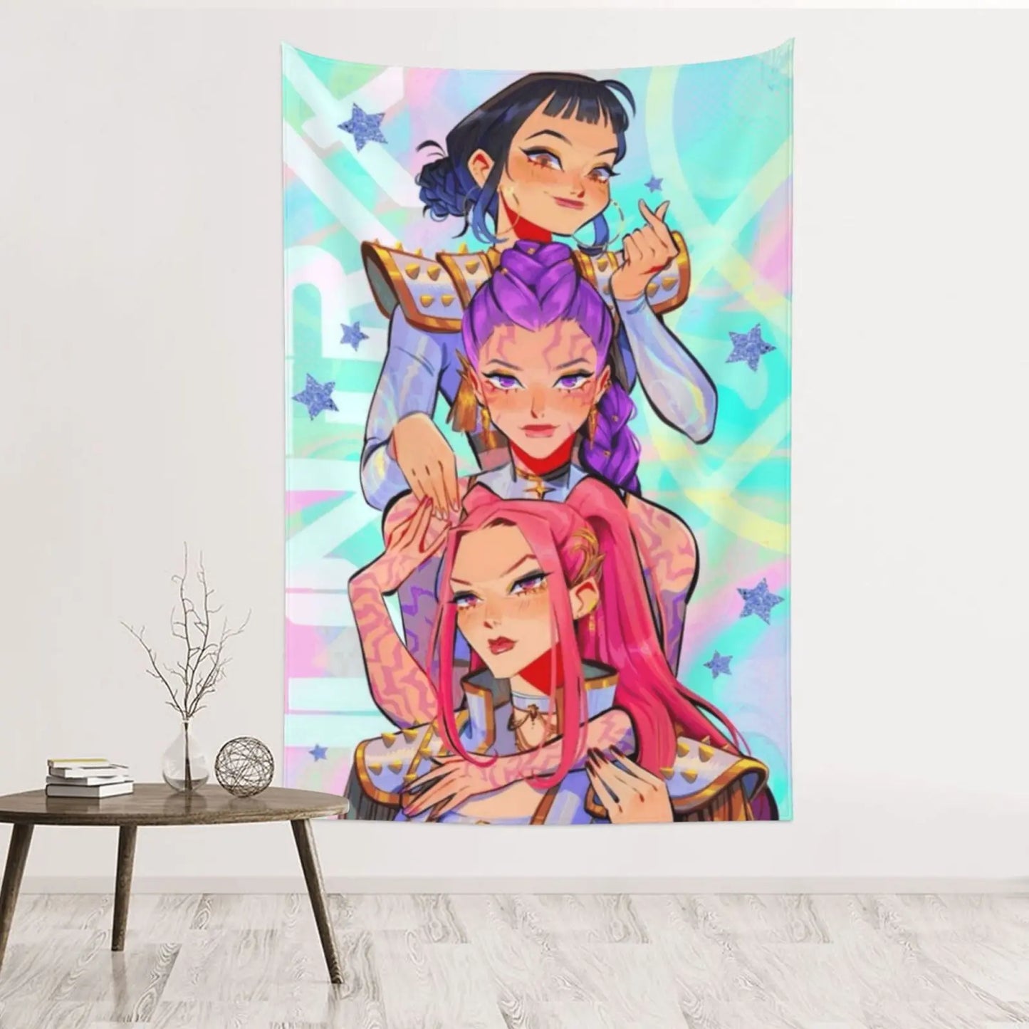 Vibrant Huntrix Girls Anime Tapestry, Home Decor, Lovely Cartoon Character Wall Art Tapestries Backgrounds  For Living Room,Dorm