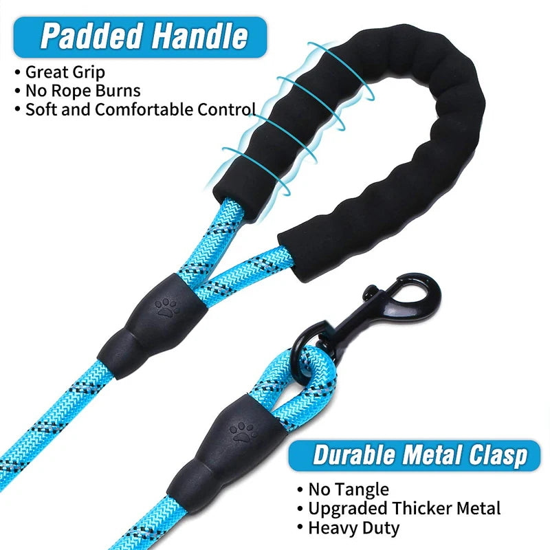 Pet Foam Handle Reflective Leash Nylon Traction Rope Non-Slip Pet Adjustable Leash for Large, Medium, and Small Dogs Outdoor Pet Supplies dog collar cat collar decorative dog collar harness