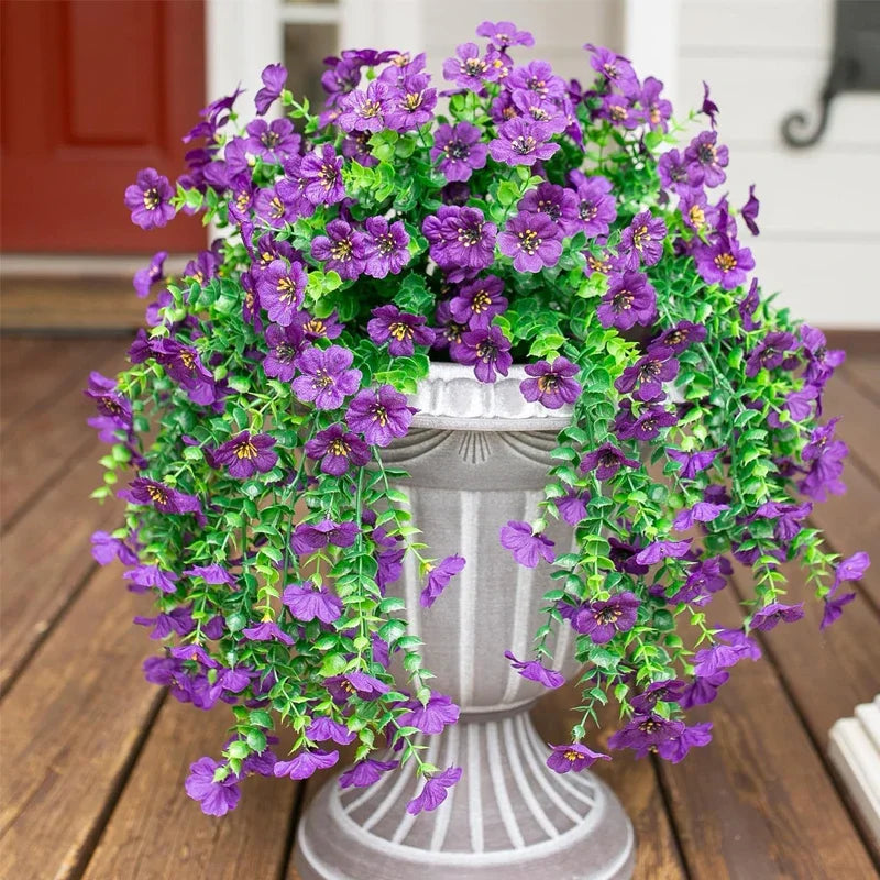 2Pcs Violet Artificial Flower Party Decoration Simulation Valentine S Day Wedding Wall Hanging Basket Flower Orchid Fake Flower
