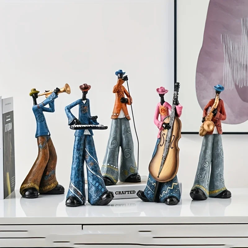 Creative American Nordic Vintage Band Musical Instrument Resin Statue Model Living Room Porch Study Bookshelf TV Cabinet Display