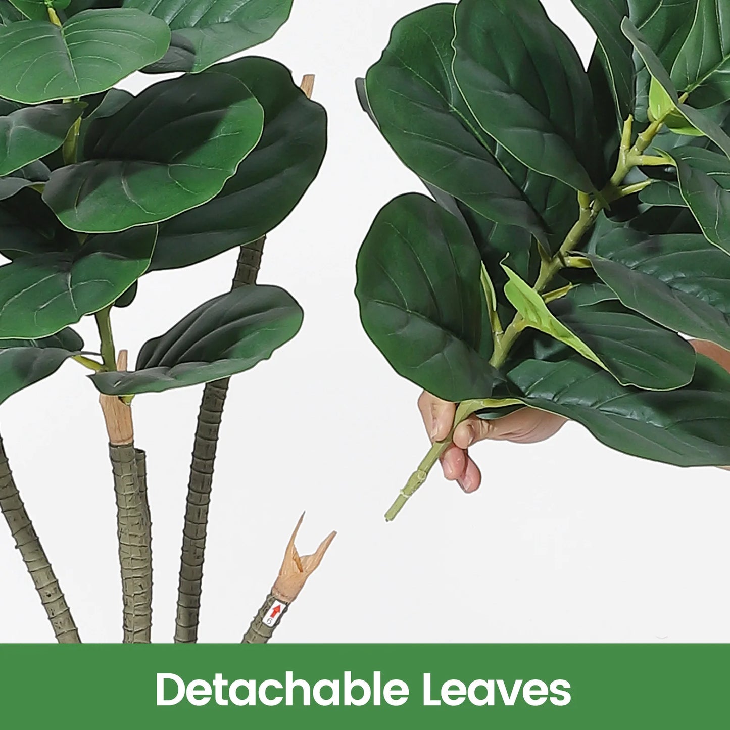 Artificial Fiddle Leaf Tree,Faux Plant Fake Ficus Lyrata Silk Trees with White Planter,Artificial Fig Trees Floor Plants