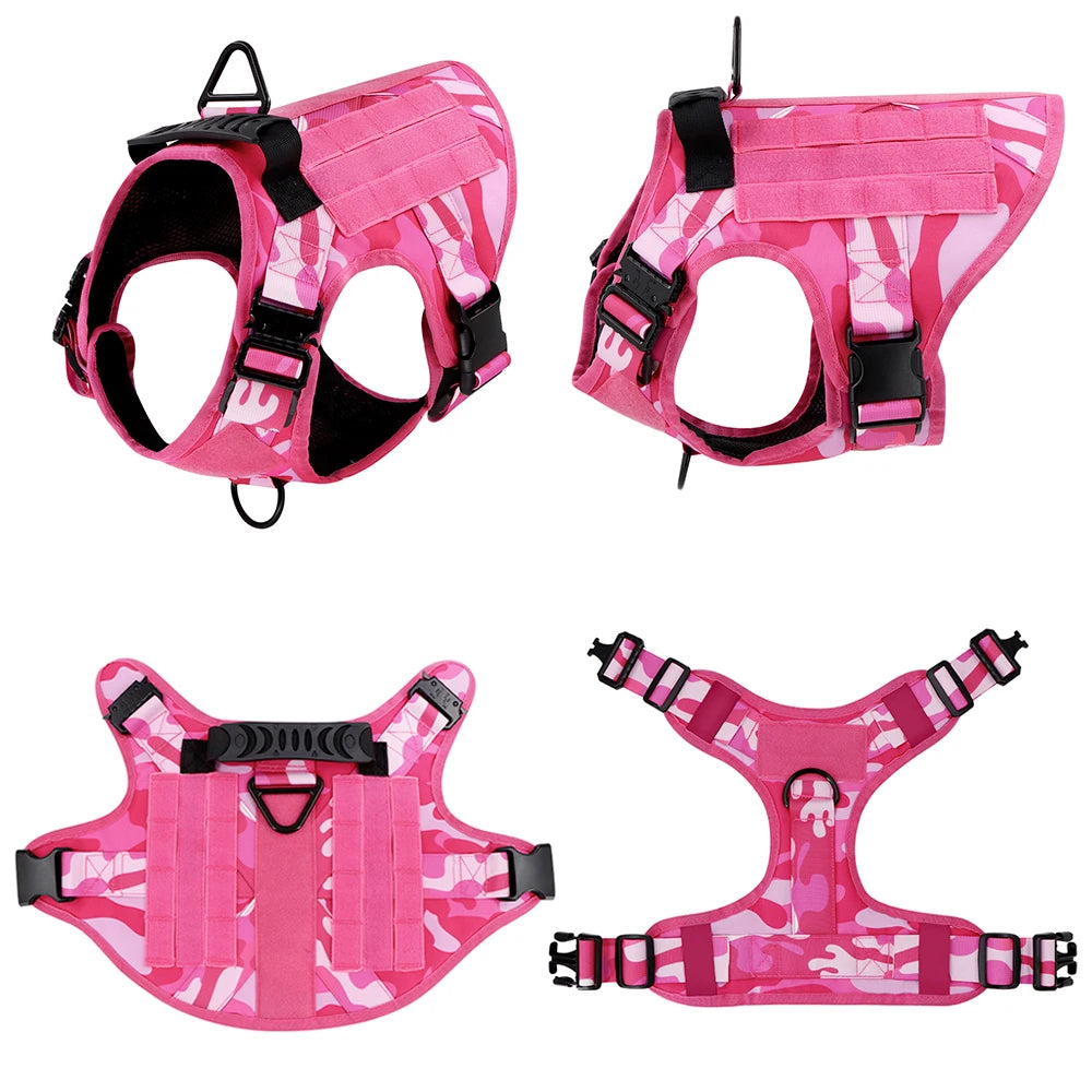 PETRAVELCN Military Camouflage Dog Harness With Adjustable Leash