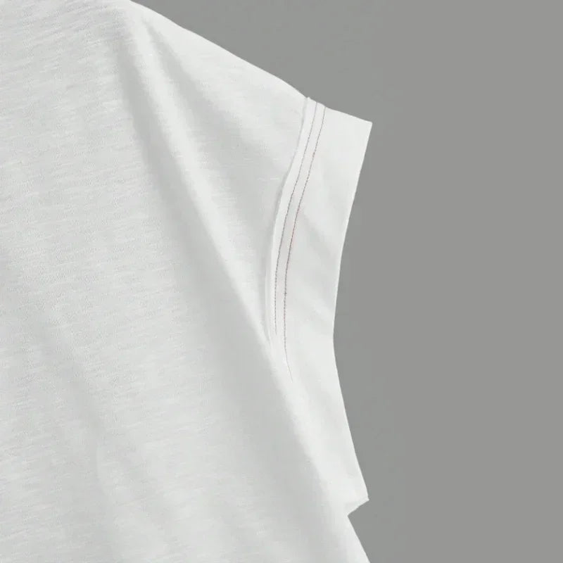 2024 New White Short Sleeve Loose Tees Women's Solid Color Round Neck Summer Y2k Sexy Backless Korean Fashion Clothes T-shirt