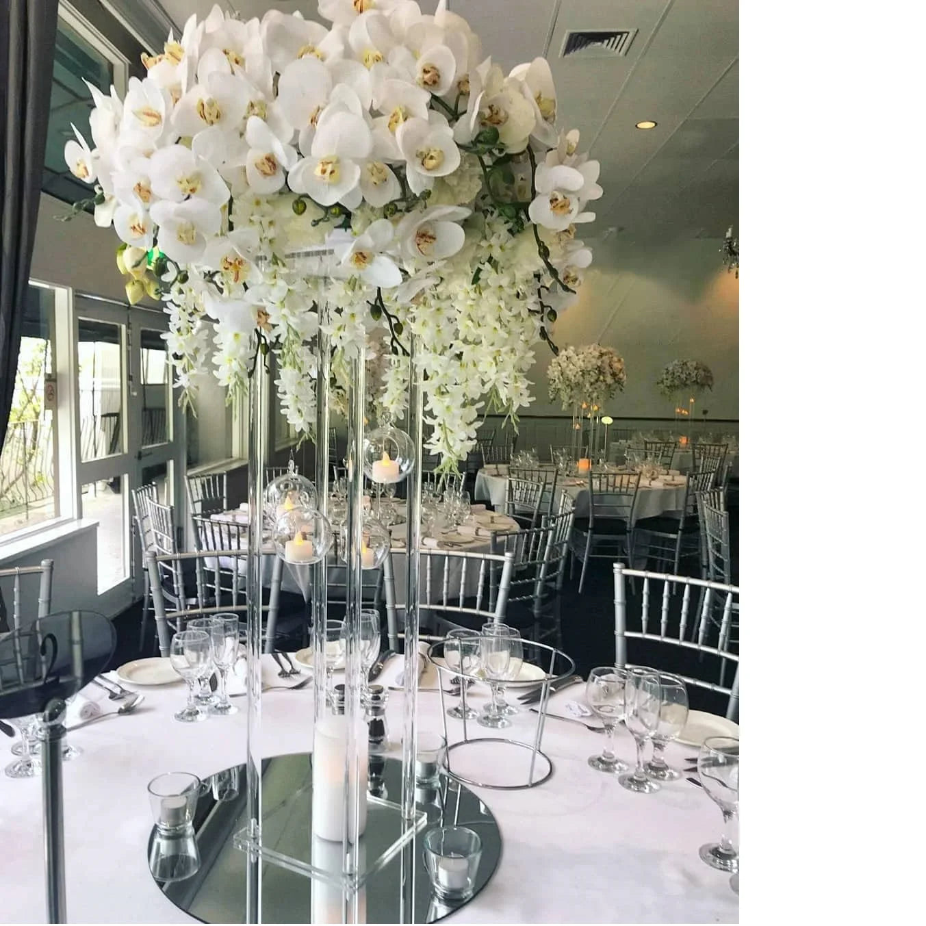 2 Pcs Flower Vase, 60cm Tall Column Clear Acrylic Stand for Party Wedding Table Bouquet Display Pillars Festival Geometric Decor