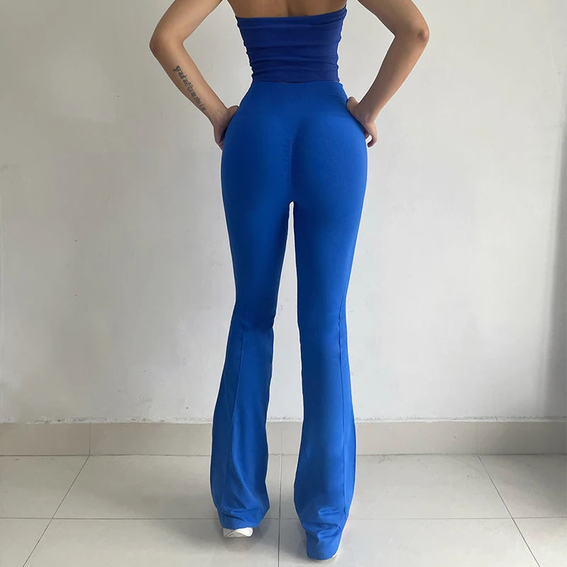 Fast-drying High-waisted Yoga Bell-bottoms Tight-fitting Long-legged Stretch Leggings Hip-lift Running Slimming Athletic Pants