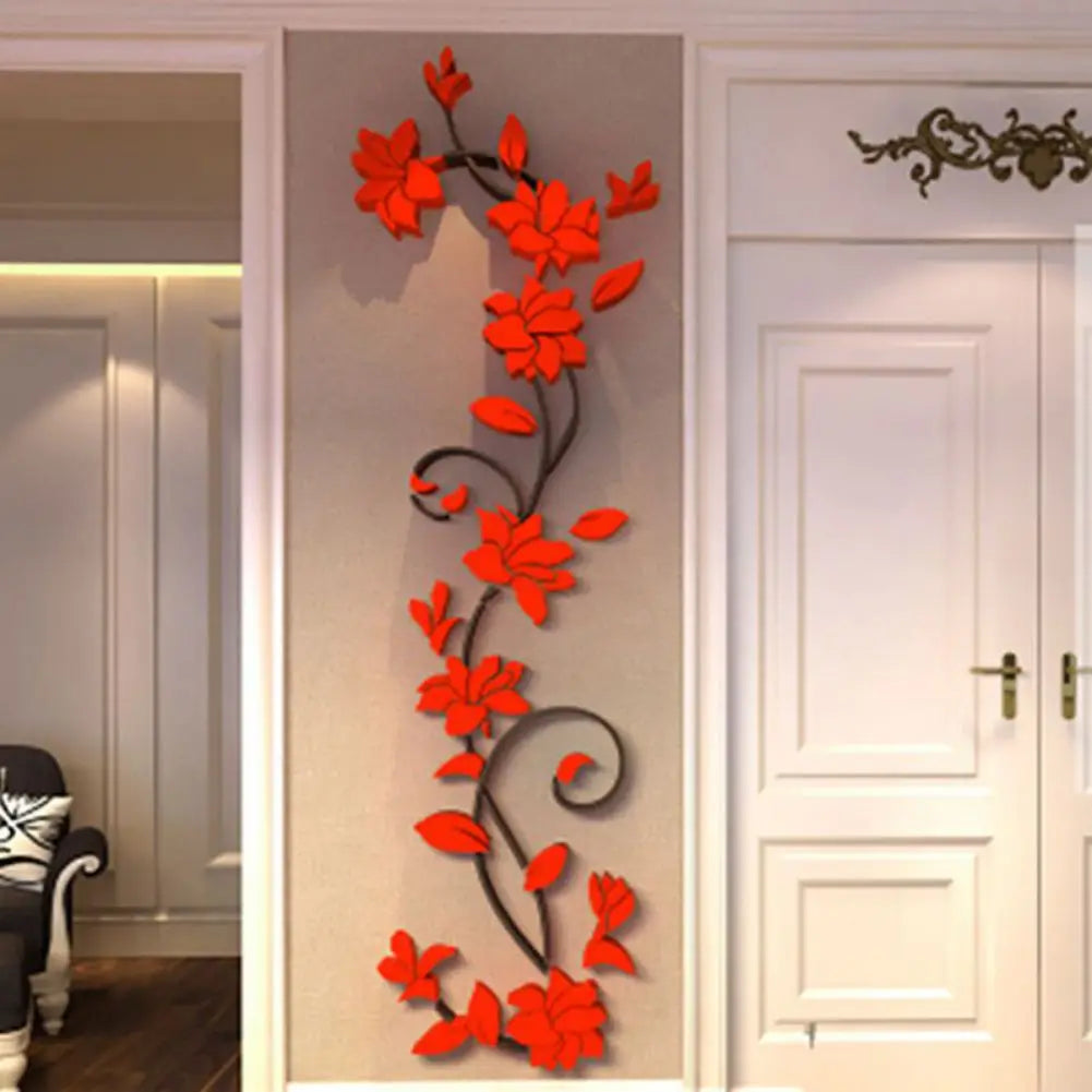 3D Wall Sticker Removable Vase Flower Tree Decal Bedroom Decor