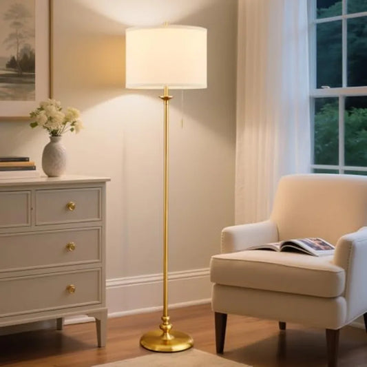 60" Floor Lamp, Standing Lamp for Living Room, Bedroom, Office and Dining Room - Tall Corner Floor Lamps with Pull Chain Switch