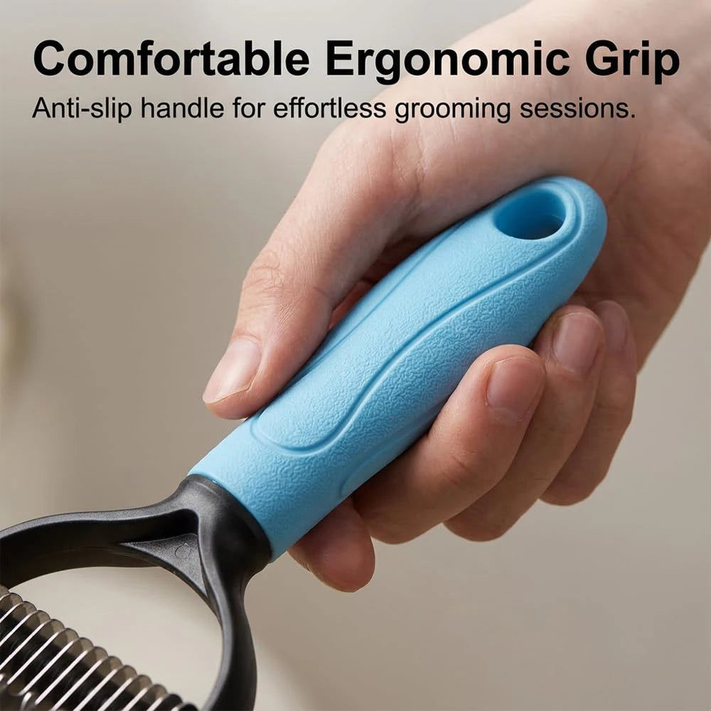2-in-1 Dog Cat Dematting Comb, Must-Have Pet Grooming Tool Double-Sided Undercoat Rake Deshedding Brush, Pet Grooming Tool for Removing Tangles, Knots and Loose Fur