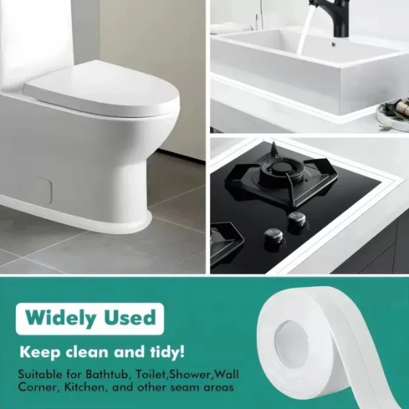 Bathroom Shower Sink Bath Sealing Tapes PVC Adhesive Sealing Strips Waterproof Wall Stickers for Bathroom Kitchen Sealant Tape