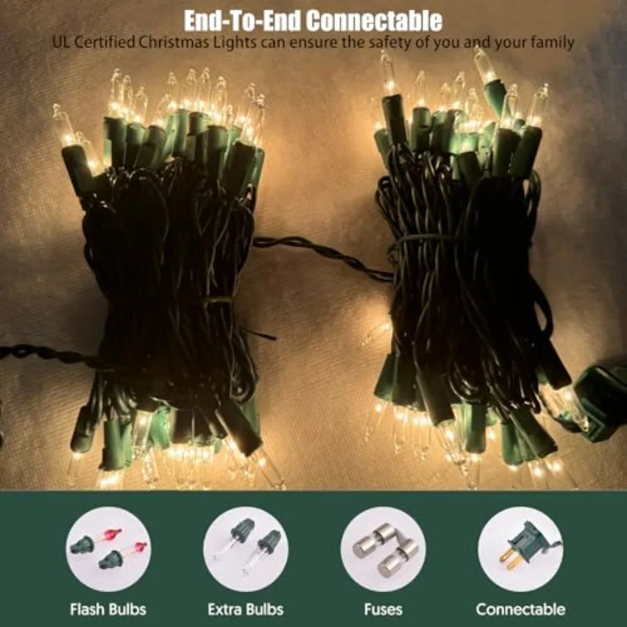 Christmas Lights 100 Count Clear Christmas Tree Lights String with Wire for Outdoor Indoor Christmas Decorations Wedding Decora