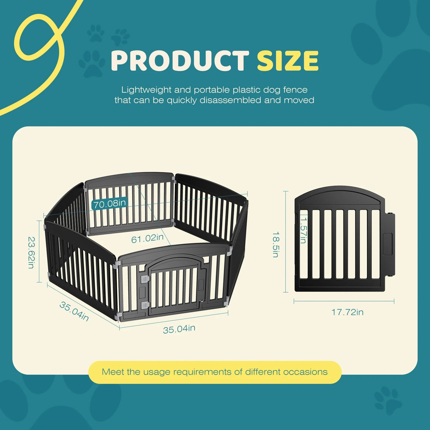JHK Dog Playpen 6 Panel Portable Indoor Outdoor Pet Fence