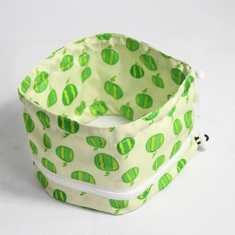 Cartoon Print Pet Cooling Neck Wrap Reusable Gel Core Breathable Cotton Zippered Detachable Summer Outdoor Heatstroke Prevention Small Dog Owners pet collars