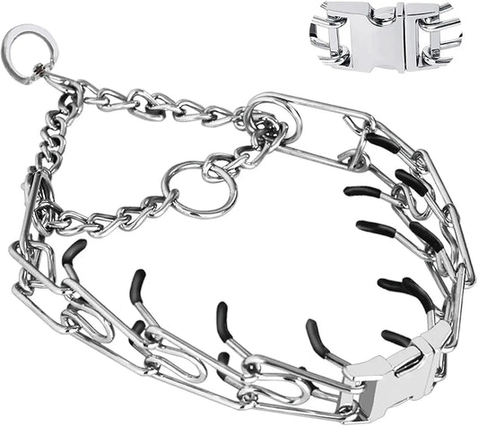 Prong Collar for Dogs, Dog Training Collar, Adjustable Size Dog Pinch No Pull Collar with Quick Release Buckle for Small Medium