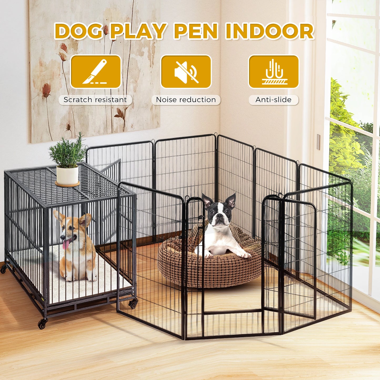 Dog Playpen Door Foldable Metal Fence For Outdoor Use