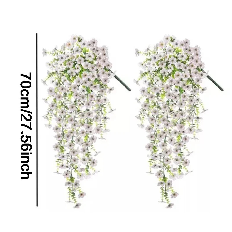 2Pcs Violet Artificial Flower Party Decoration Simulation Valentine S Day Wedding Wall Hanging Basket Flower Orchid Fake Flower