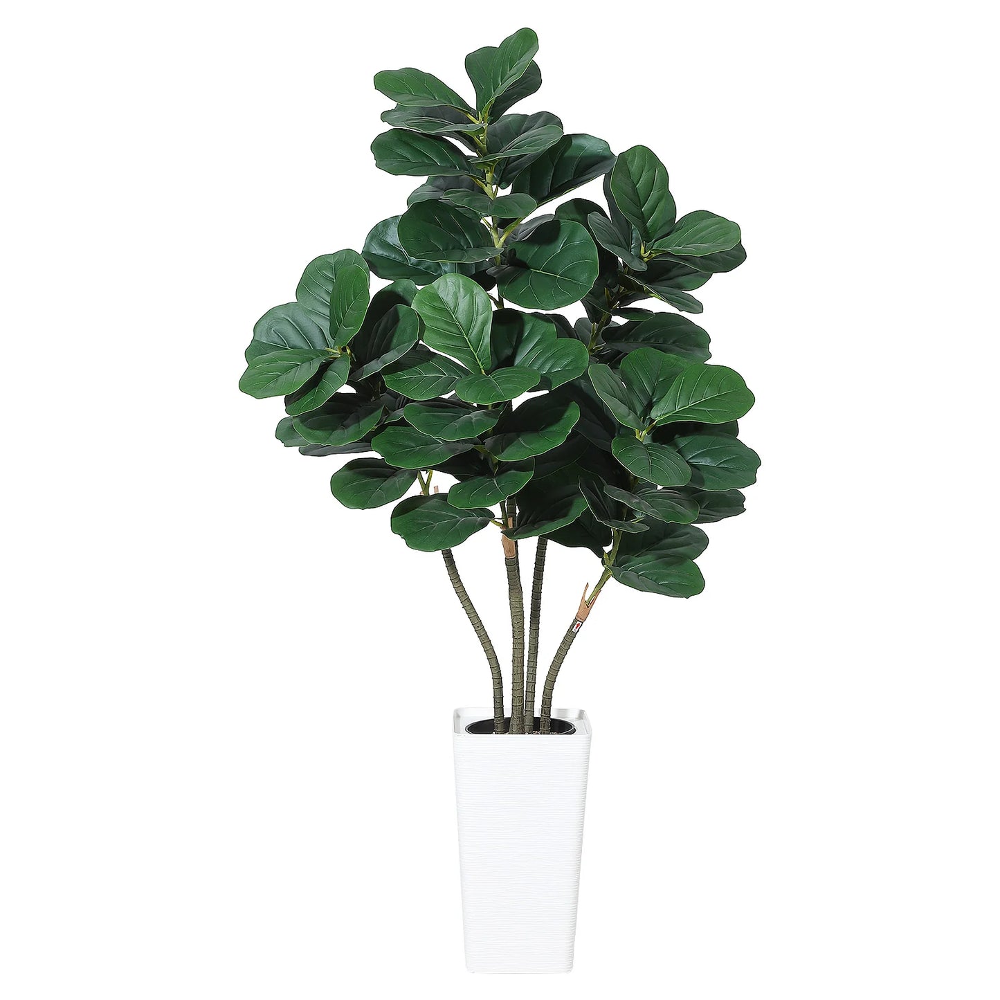 Artificial Fiddle Leaf Tree,Faux Plant Fake Ficus Lyrata Silk Trees with White Planter,Artificial Fig Trees Floor Plants