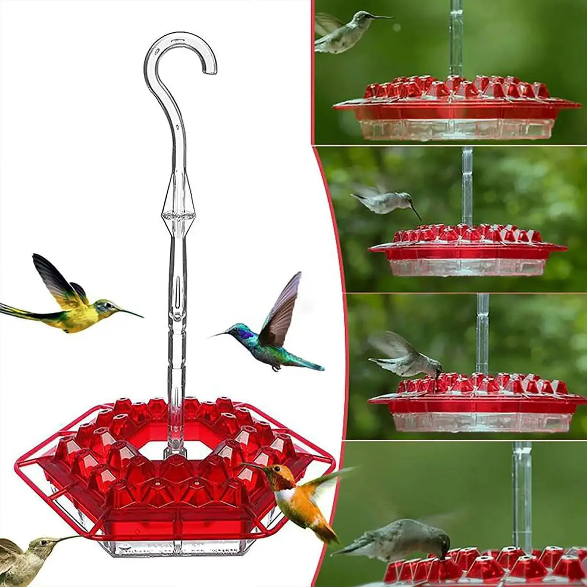 Hummingbird Feeders | Outdoor Hanging Leak-Proof Feeder With 30 Feeding Ports | Built-in Moat, Feeding-Weather Proof & Easy-Fill