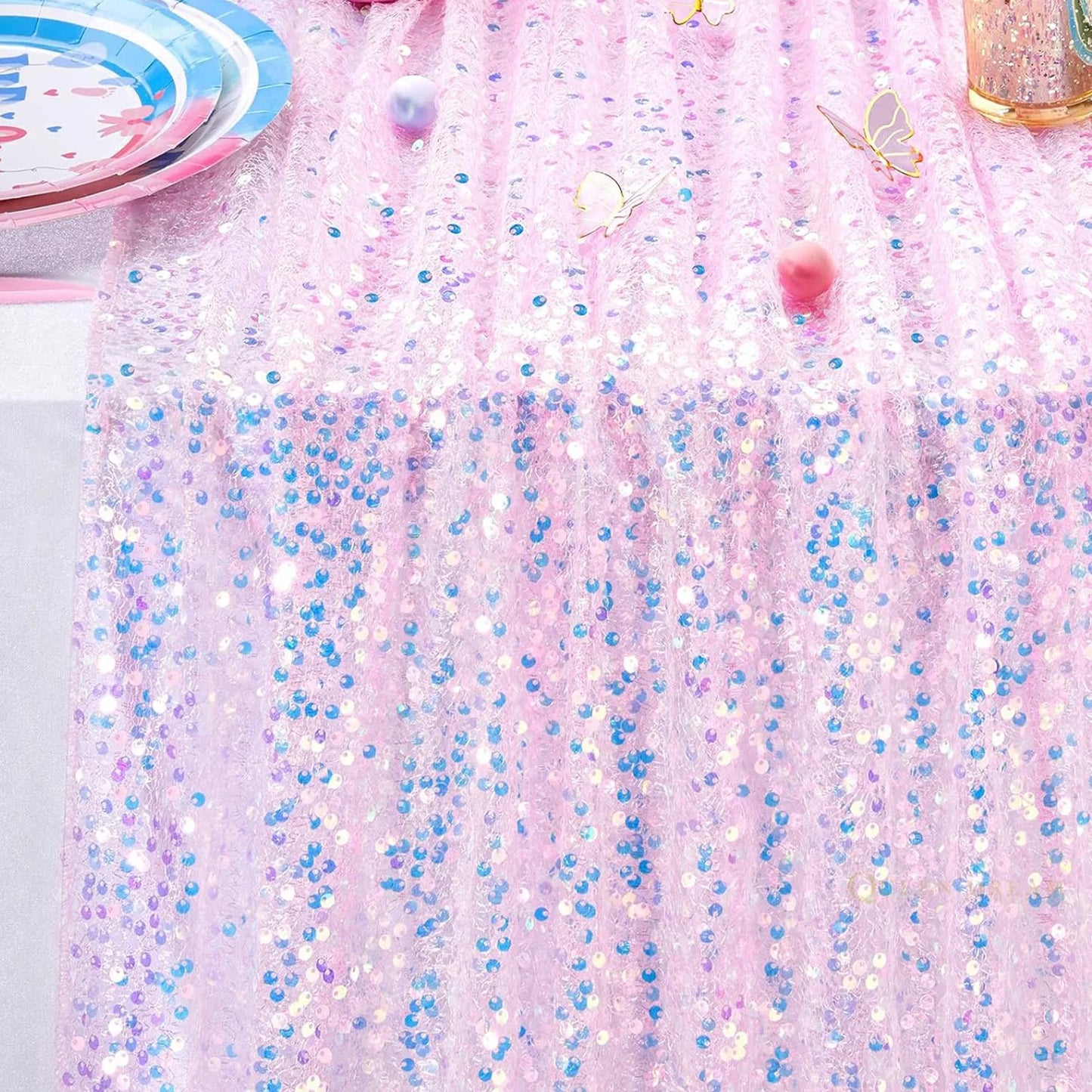 Glitter Iridescent Sequin Table Runner,Soft Wedding Dining Table Decoration For Bridal Baby Shower Girl Birthday Wedding Party