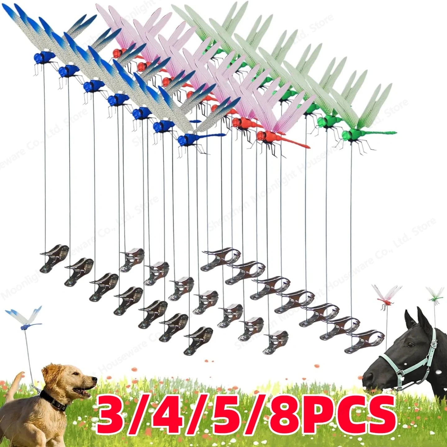 31CM Simulation Dragonfly Clip Bug Deterrent Realistic Dragonfly Hat Clip Bug Repellent Dragonfly Home Garden Decoration Supply