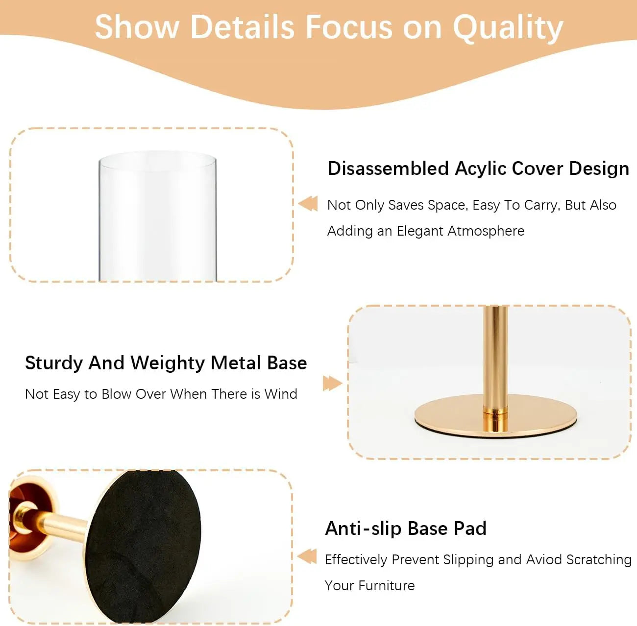 12PCS Gold Candle Sticks Holder in Bulk for Table Centerpiece Metal Candelabra with Acrylic lampshade for Wedding Christmas