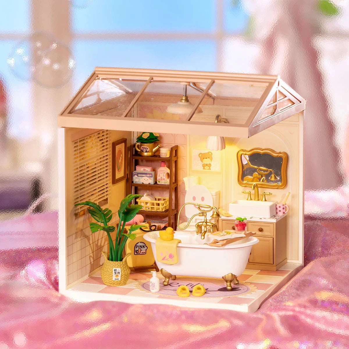 ROBOTIME Rolife Super Creator Model Pop Bubble Bathroom Dollhouse Building Kit Birthday Creative Home Decor Gift for Girls Women