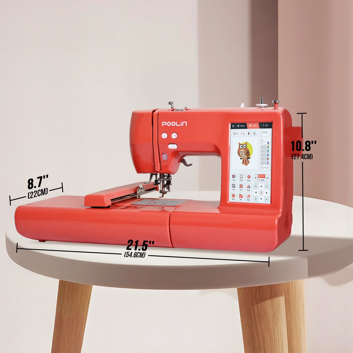 POOLIN EOC05-RE Computerized Embroidery Machine, Valentine’s Day Gift for Home DIY, with Threads, Bobbin & Stabilizer