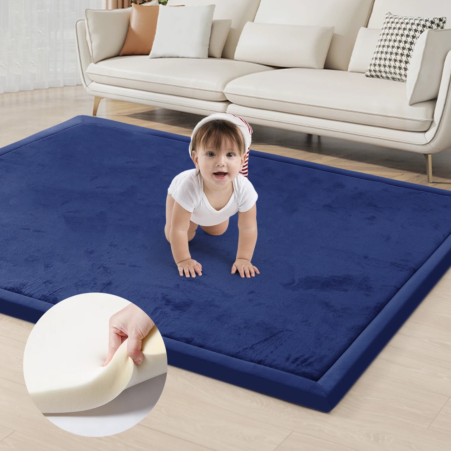 Huloo Sleep Memory Foam Playpen Mat Non Slip Carpet