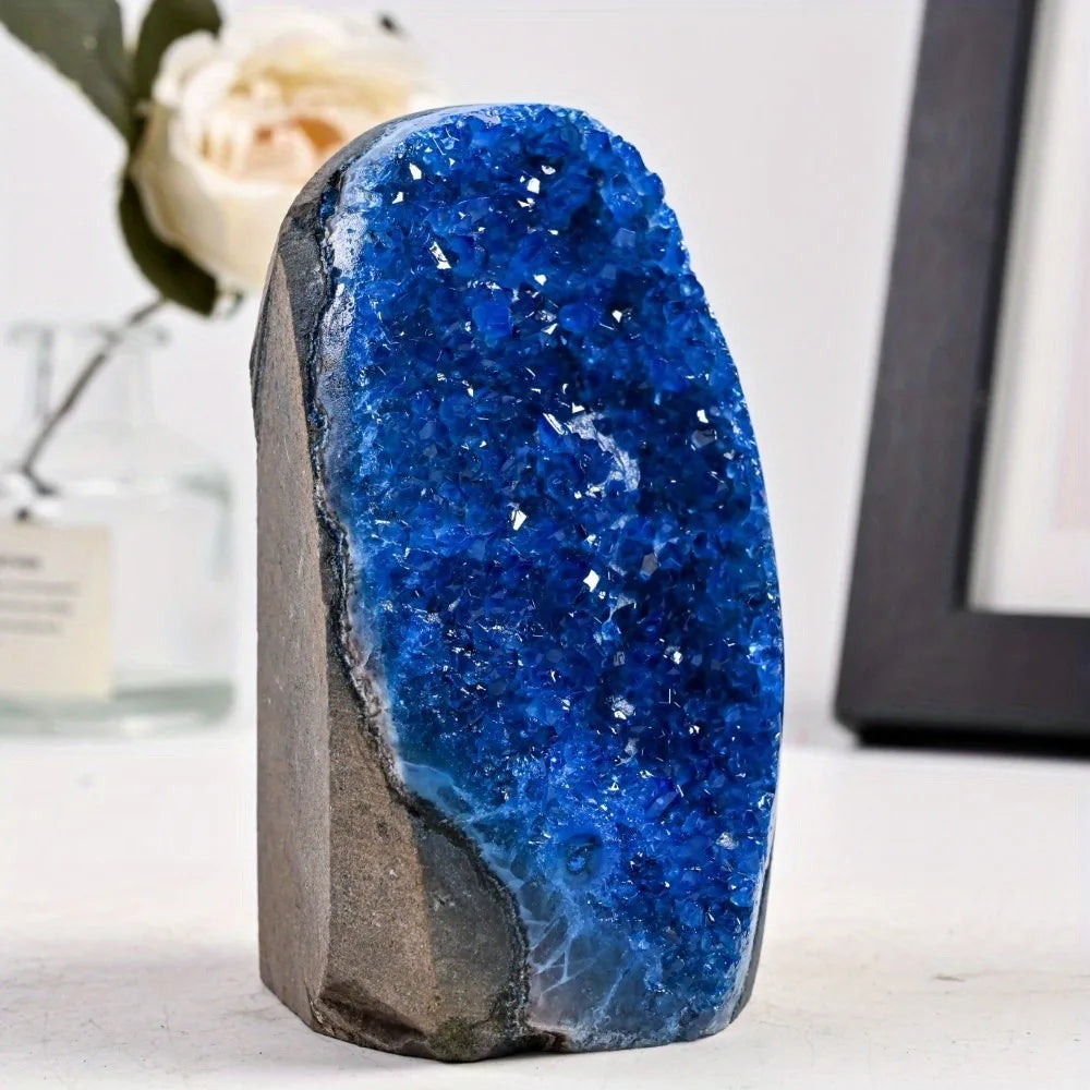 300-400g Blue Geode Quartz Crystal Mineral Specimen Home Decor Aesthetic Room Decor Stones Crystals and Stones Healing
