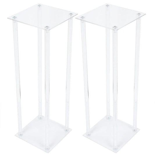 2 Pcs Flower Vase, 60cm Tall Column Clear Acrylic Stand for Party Wedding Table Bouquet Display Pillars Festival Geometric Decor