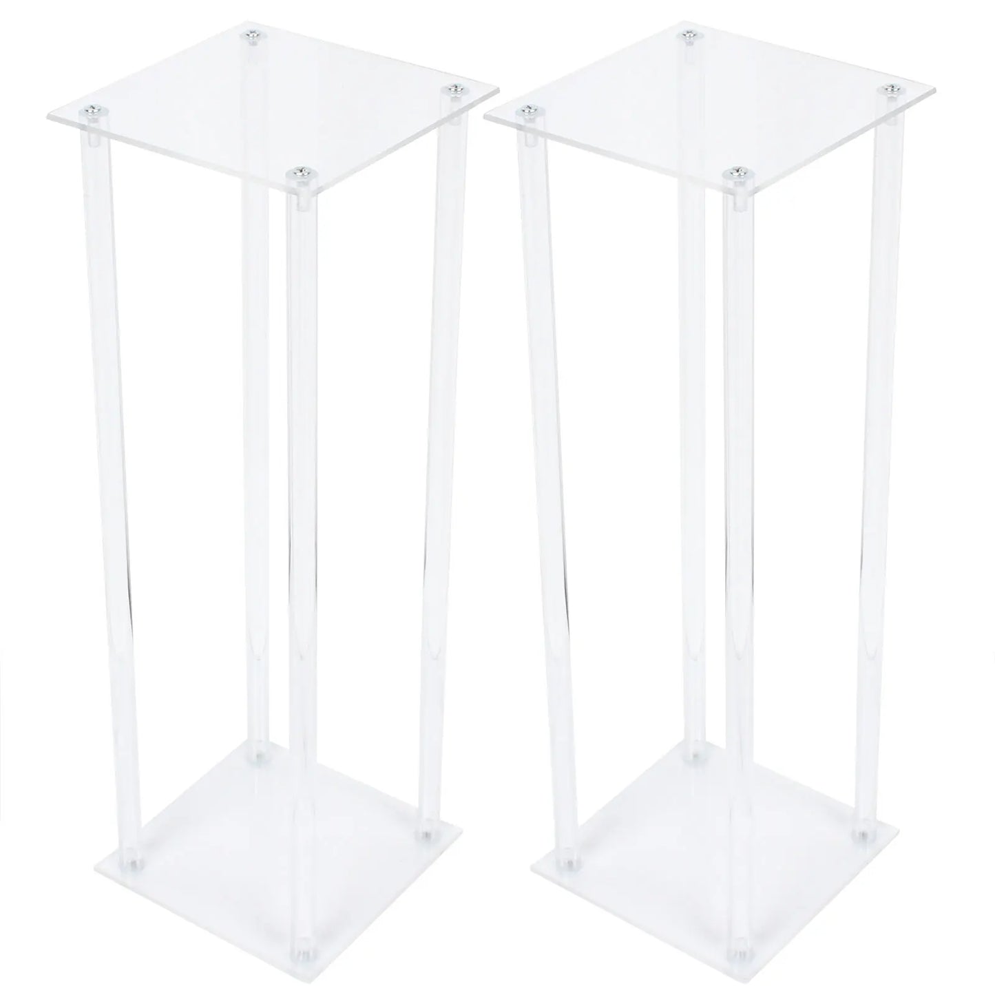 2 Pcs Flower Vase, 60cm Tall Column Clear Acrylic Stand for Party Wedding Table Bouquet Display Pillars Festival Geometric Decor
