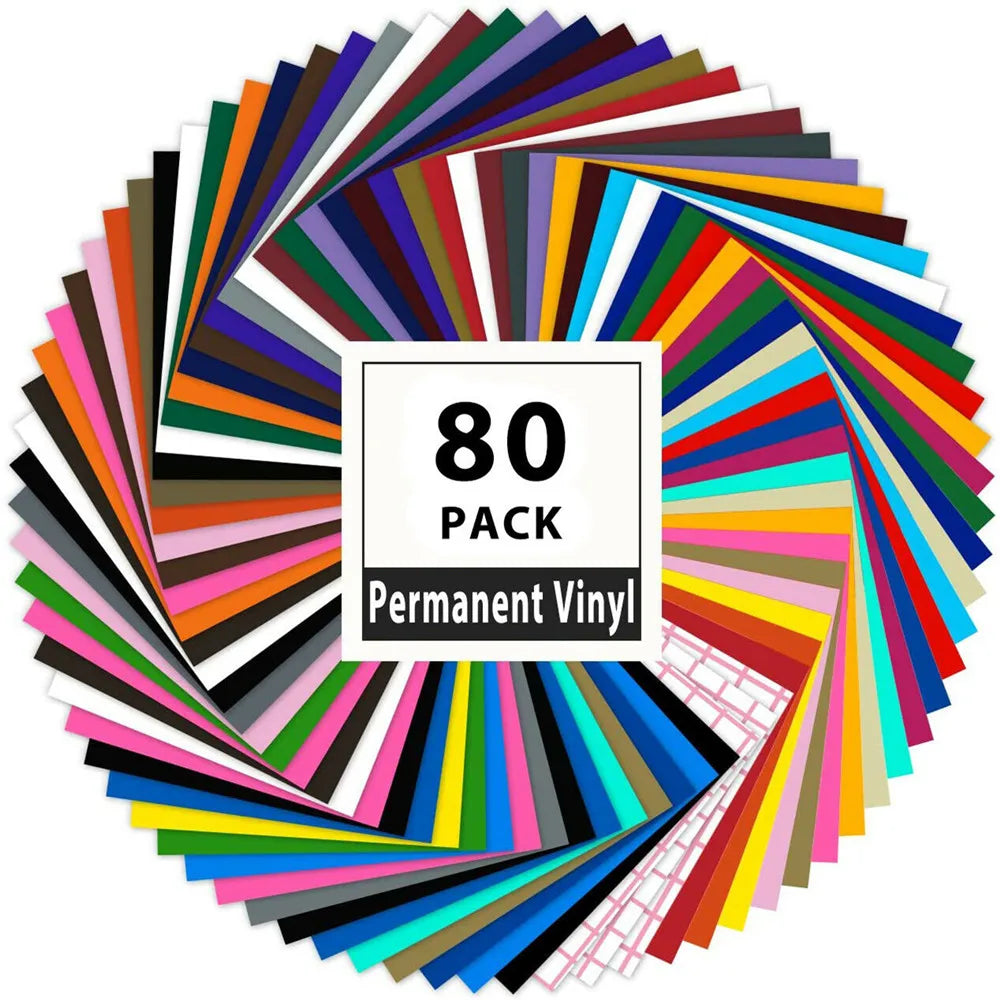 HTVRONT Permanent Adhesive Vinyl Bundle 12" x 12" Adhensive Vinyl Sheets and Transfer Tape Sets for Party Decoration, Stiker