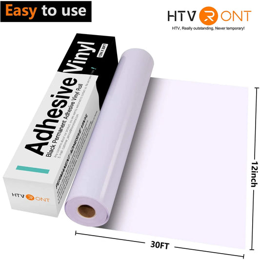 HTVRONT 12inX30ft/30x900cm Permanent Glossy Adhesive Vinyl Roll for Cricut Craft Cutter DIY Cup Glass Phone Case Decor Stickers
